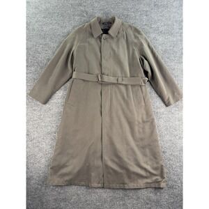 Vintage Chaps Ralph Lauren Trench Coat 40R Brown Lined Wool Belted Rain Jacket